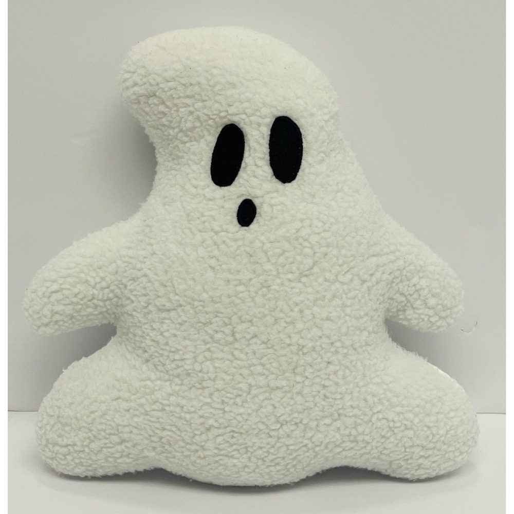 White Sherpa Ghost Decorative Plush Pillow Halloween Spooky Cute 12 Inch Accent